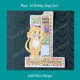 Meow - 1st Birthday Shape Card