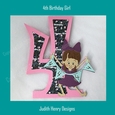 Girl 4th Birthday Shape Card