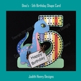 Dino - 5th Birthday Shape Card - Brontosaurus