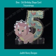 Dino - 5th Birthday Shape Card - Triceratops