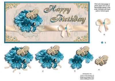 Happy Birthday Flowers and Butterfly Dl