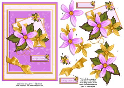 Lilac and Gold Floral Cluster