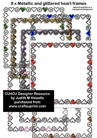 8 x Metallic Heart Frames