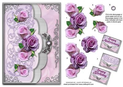 Lilac Roses 2 Way Envelope Card