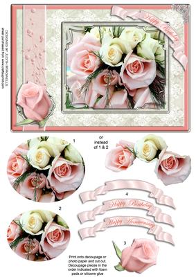 Rose Bouquet Decoupage or Pyramid