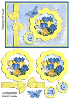 Blue and Yellow Crocus Get Well and Birthday