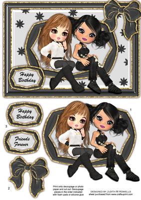 Birthday Friends in Black and Gold
