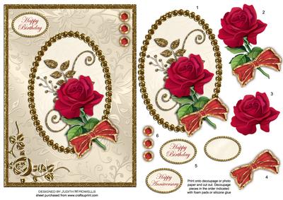 Red Rose and Glitter Gold