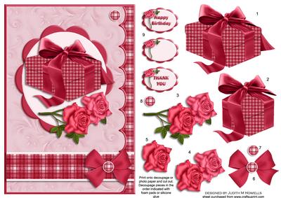 Red Tartan Present and Roses