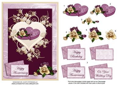 Hearts and Roses in Cream and Burgandy