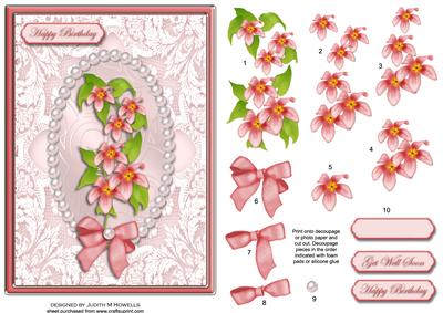 Pink Flowers Lace and Pearls