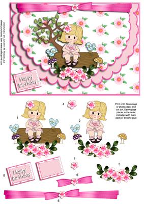 Pink Little Cutie Scalloped Envelope Card