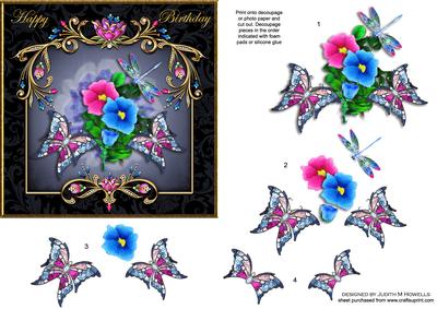 Jewelled Butterflies Birthday Card