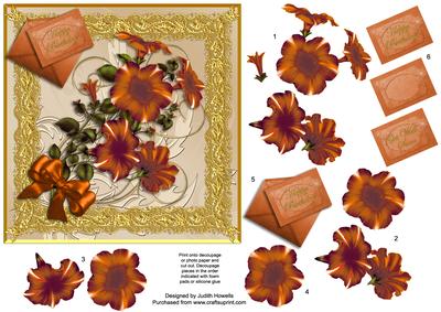Golden Petunias Square Card