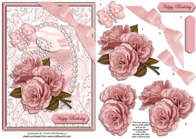 Pink Roses Lace Satin and Pearls
