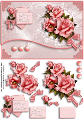 Pink Bouquet Wavy Edge Card