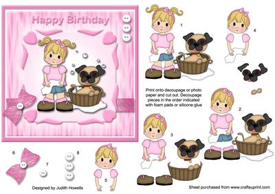 Cute Girl with Puppy in Pink