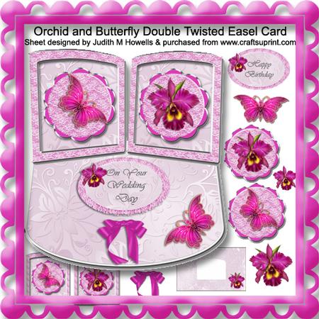 Orchid and Butterfly Double Twisted Easel Card
