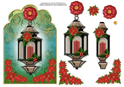 Scalloped Top Christmas Lantern Card Front