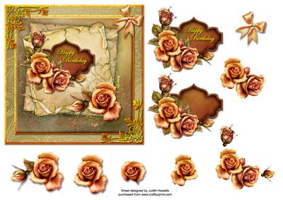 Autumn Gold Roses Square Card
