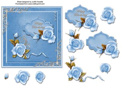 Blue Roses with Silver