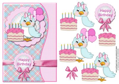 Birthday Parrot Wavy Edge Card Front