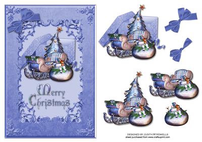 Blue Christmas Box A5 Card Front