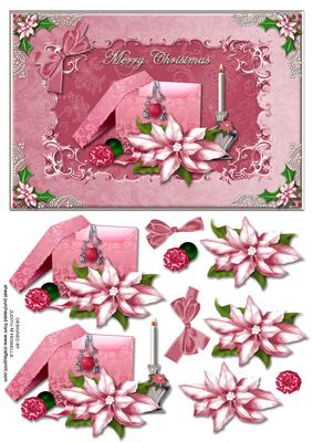 Pink Christmas Decorations Card Front