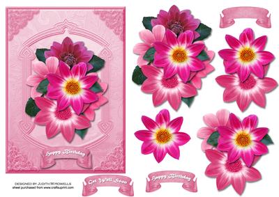 Dahlia Floral Bouquet Card Front