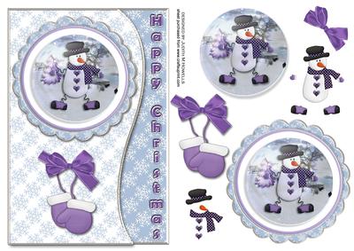 Snowman Snowglobe Wavy Edge Card Front