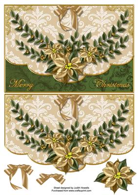 Gold Poinsettia Envelope Card Front