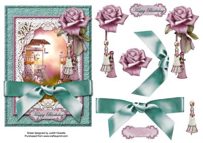 Wishing Well and Rose Card Front