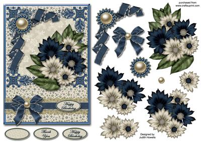 Ivory and Blue Floral Card Front