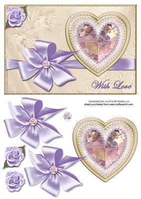 Jewelled Heart and Lilac Bow