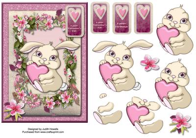 Bunny Love Birthday or Valentine Card Front