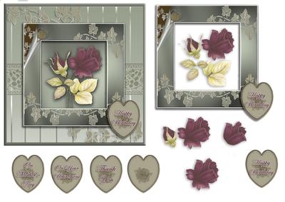 Vintage Rose in Leaf Frame