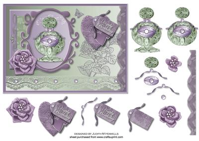 Perfume Hearts and Flowers Card Front