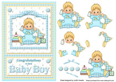 New Baby Boy with Bottle A5 Card Front