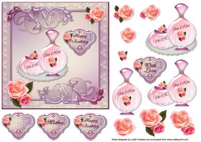 French Perfume and Roses Square Card Front