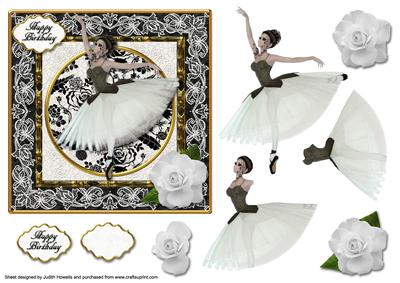 Black and White Ballerina Card Front
