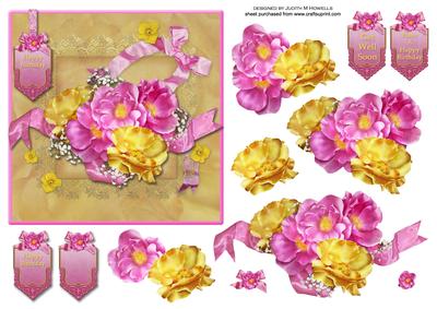 Pink and Yellow Blooms Card Front