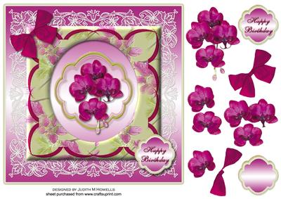 Burgandy Flowers in Floral Frame Large Card Front