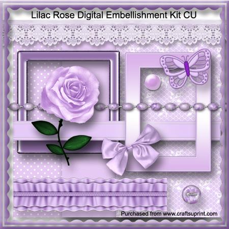Lilac Rose Digital Embellishment Kit Cu