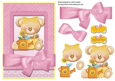 Cute Bear with Bow Wrap Card Front