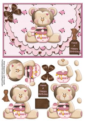 Bumbly Bear Scalloped Envelope Style Card Front