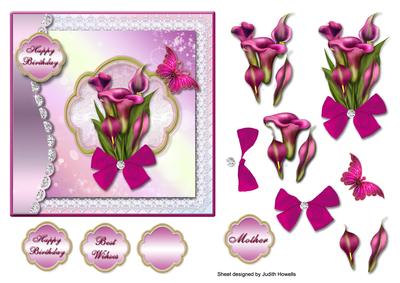 Cala Lilies with Sparkles Card Front