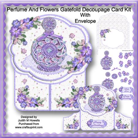 Perfume and Flowers Gatefold Decoupage Card Kit