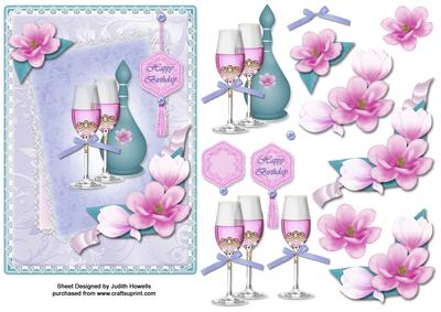 Champagne Celebration with Flowers Card Front