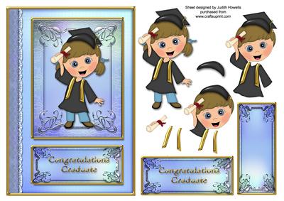 Blue Female Graduation Card Front