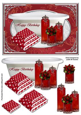 Red Pamper Yourself Birthday Card Front